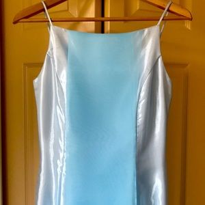 Elegant sky blue dress.
